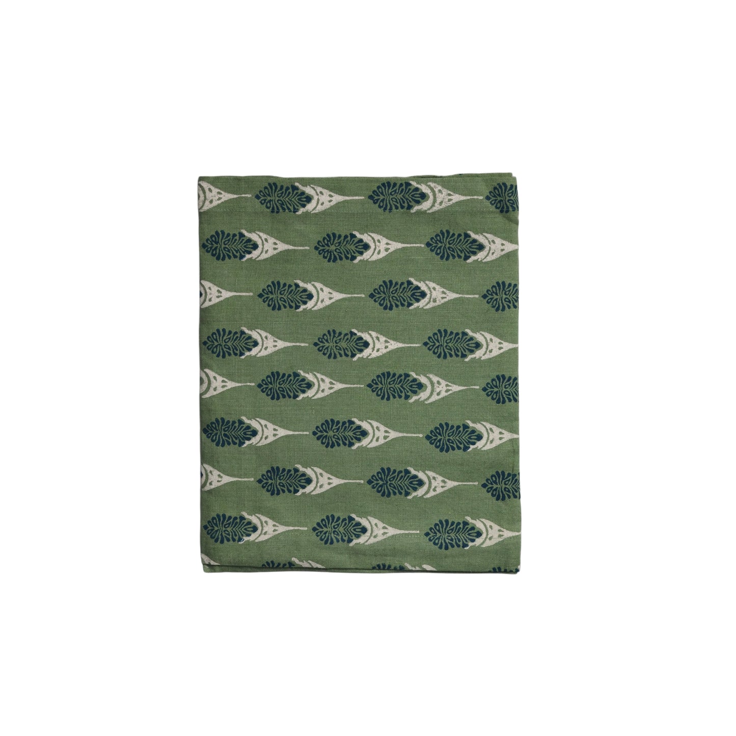 Bahaar Hand Printed Table Runner - Oil Green