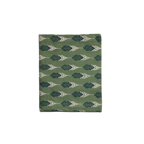 Bahaar Hand Printed Table Runner - Oil Green