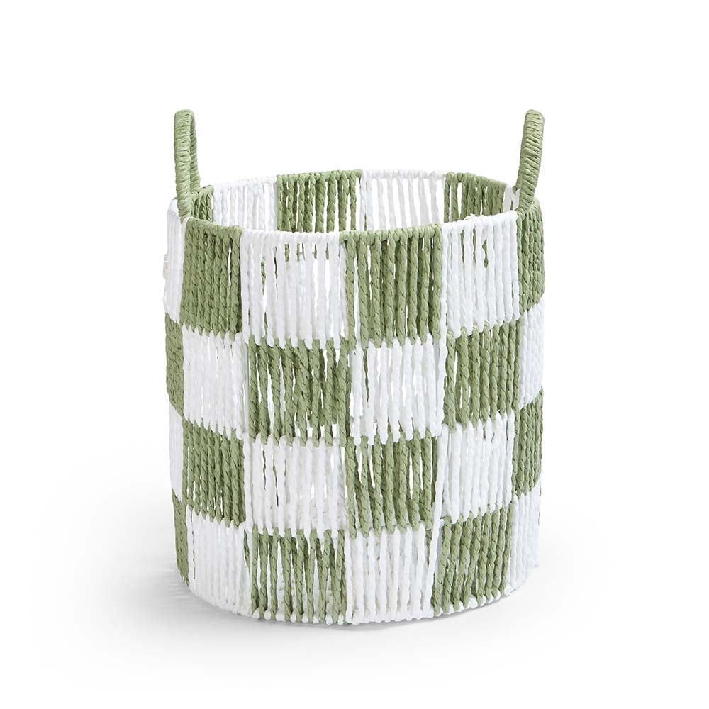 Checkerboard Storage Basket Medium - Sage