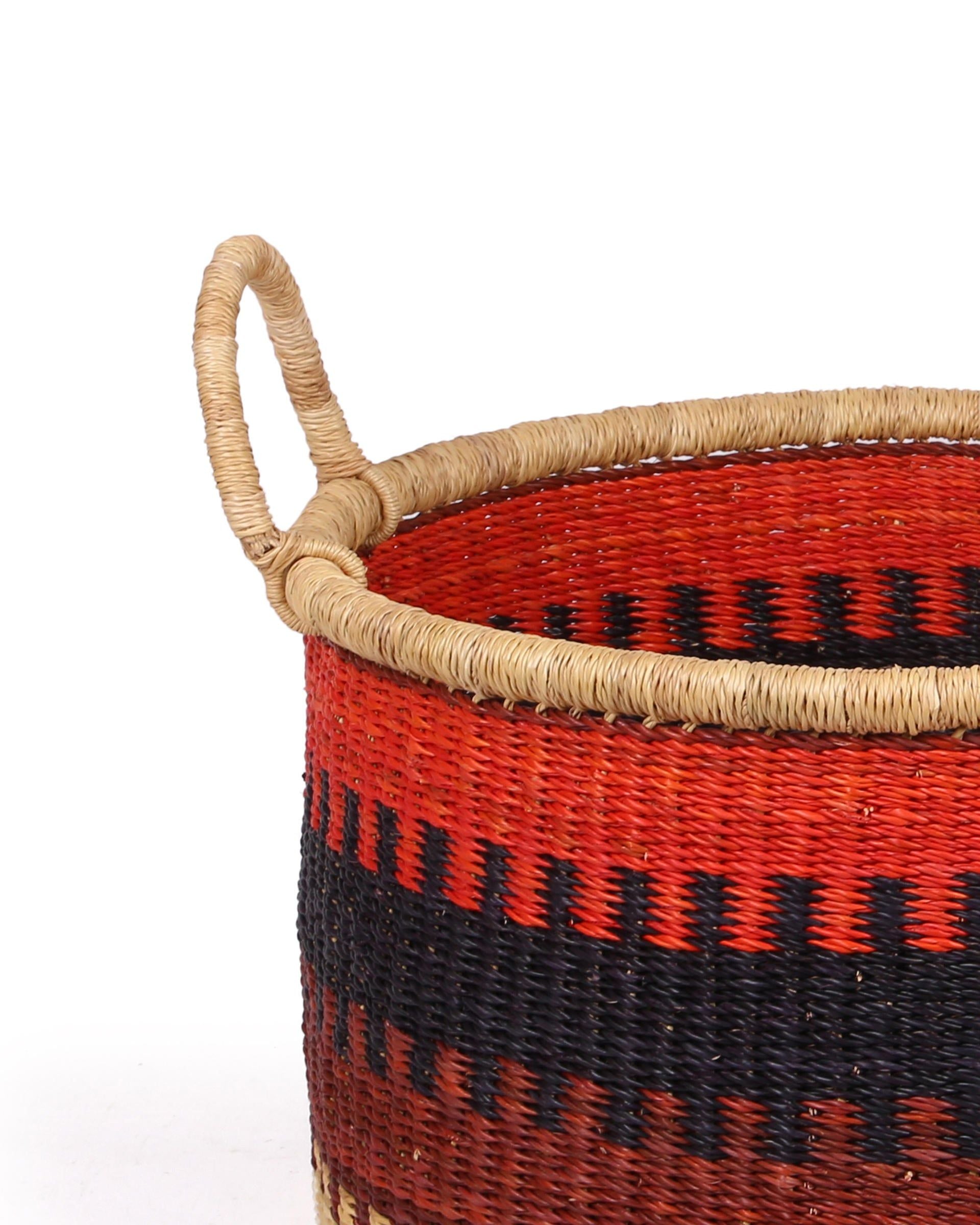 NANA: Medium Orange, Black and Brown Floor Storage Basket with Handles