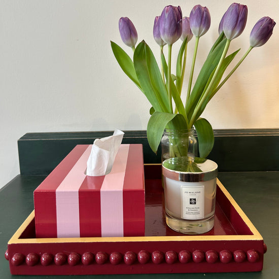 Hand Painted Red and Pink Tissue Box