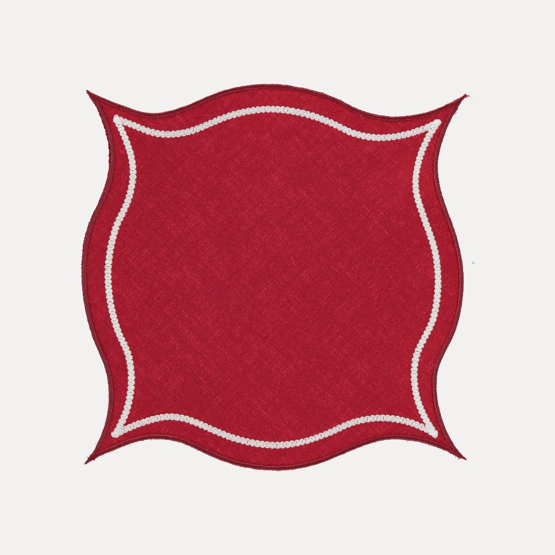 Leme Placemat, Red with White