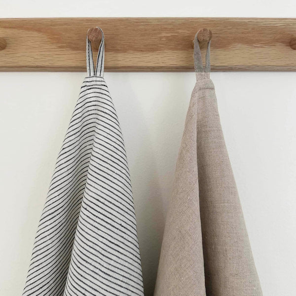 100% Linen Tea Towels OEKO-TEX® Certified - Natural + Stripe