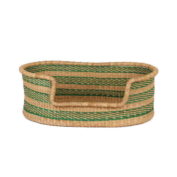 ABIREKYIE: Green and Natural Dog Basket - Small