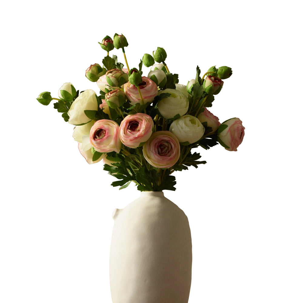 Ranunculus - Faux Flower Arrangement - Cream, Blush & Light Green