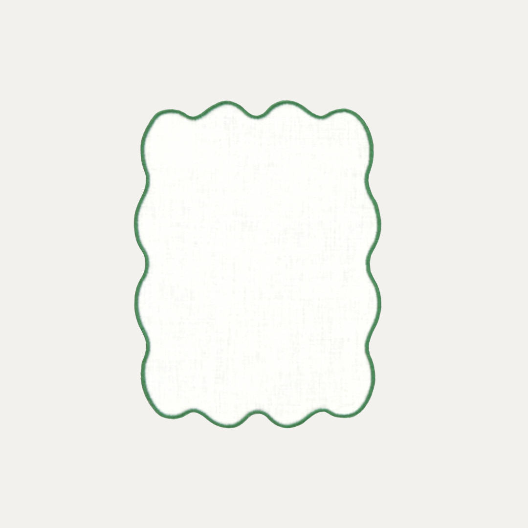 Palma Cocktail Napkin, White with Green