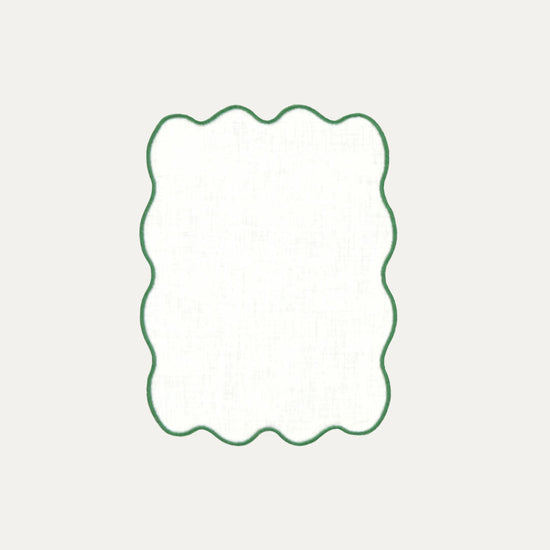 Palma Cocktail Napkin, White with Green