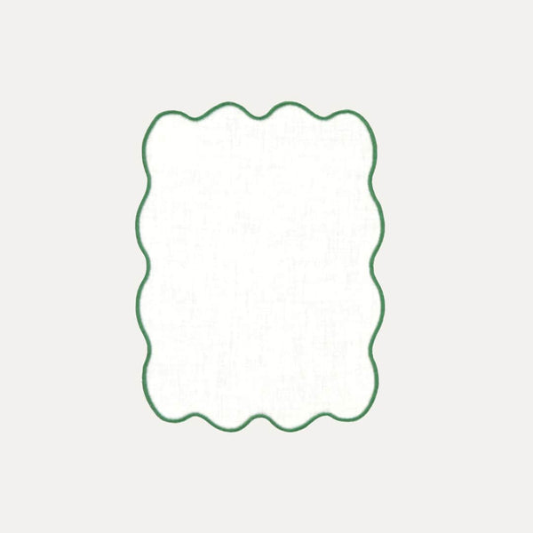 Palma Cocktail Napkin, White with Green