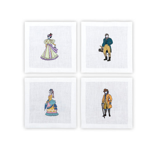 Embroidered Table Linen - Victorian Cocktail Napkins 3 (Set of 4)
