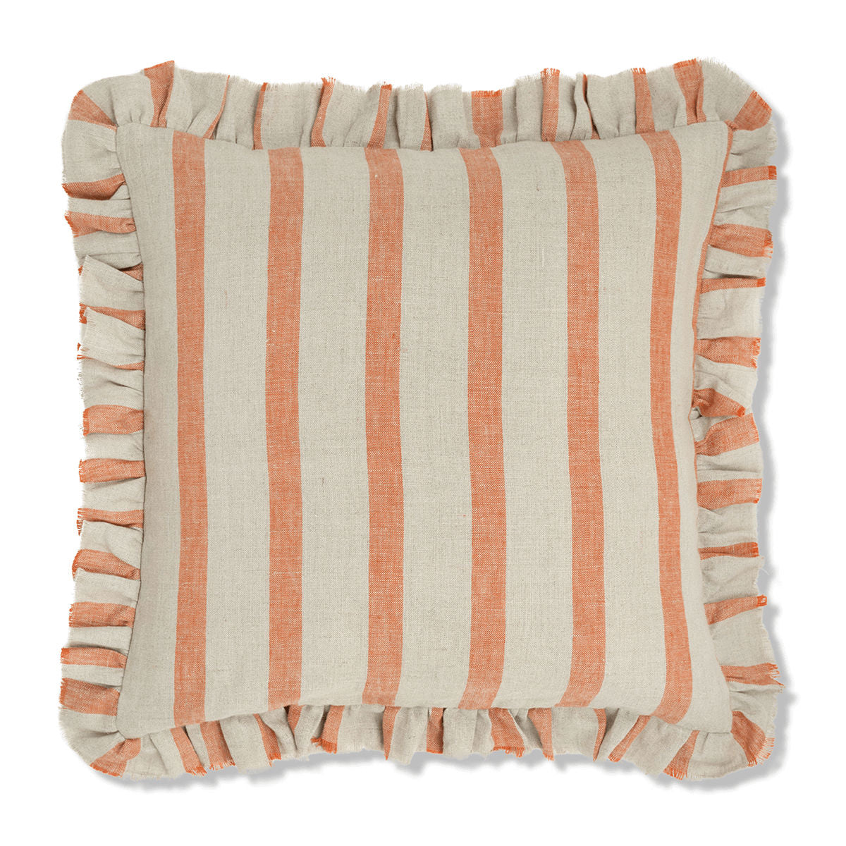 Bold Stripe Cushion in Terracotta with Frill