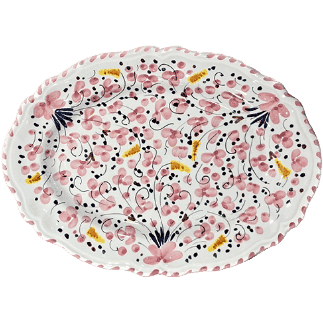 Ovale Deruta Platter, Pink - 32cm
