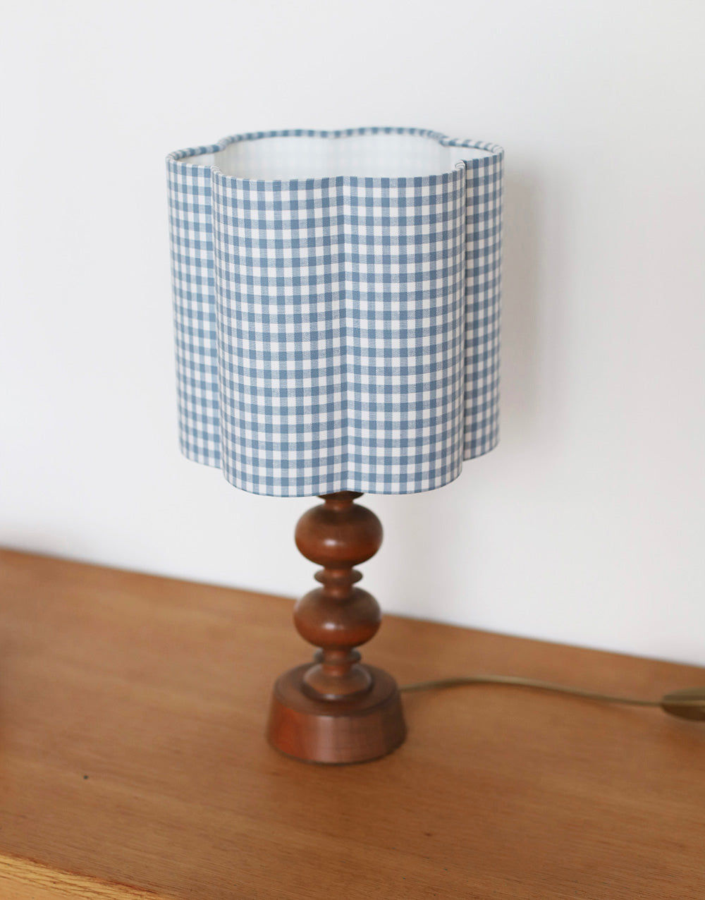 flower-Shaped Lampshade in "Sky Blue Mini Gingham"