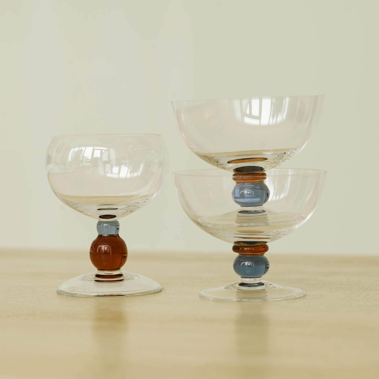 Noam Champagne Glass With Blue Bead | Set of Four