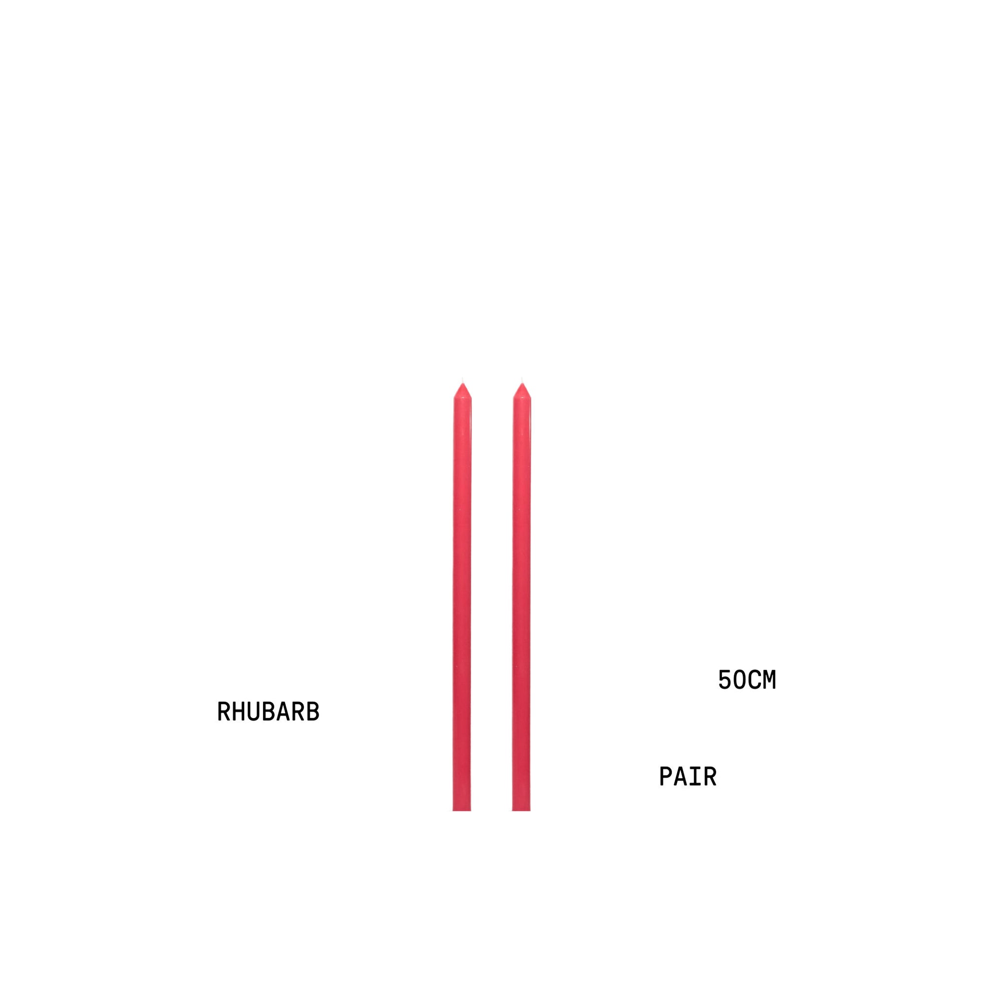 Rhubarb Tapered METRE Candle Pair