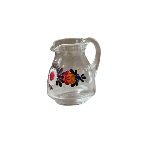 Hand Painted Glass Flower Measuring Jug