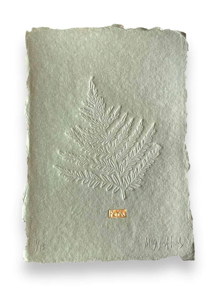 Limited Edition Fern Embossing on Moss Green Handmade Paper With Tin Embossing