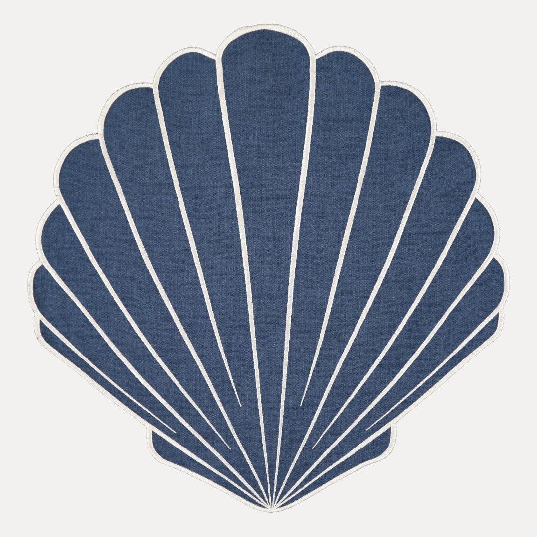 Shell Placemat, Blue with White