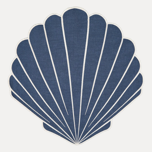 Shell Placemat, Blue with White