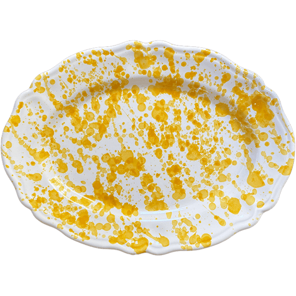 Ochre Dotted Oval Platter - 32 cm