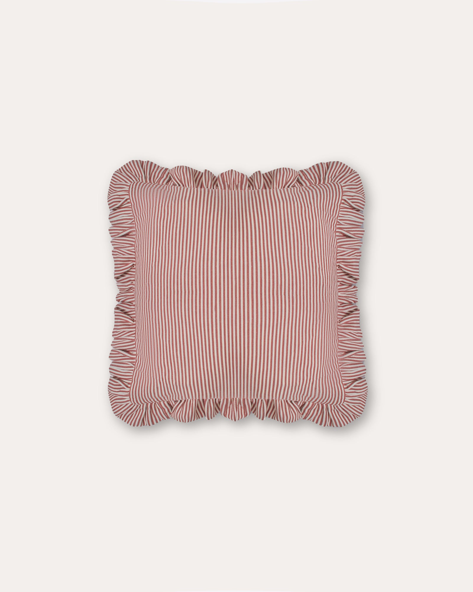The Fine Stripe Square Cushion in Crabapple