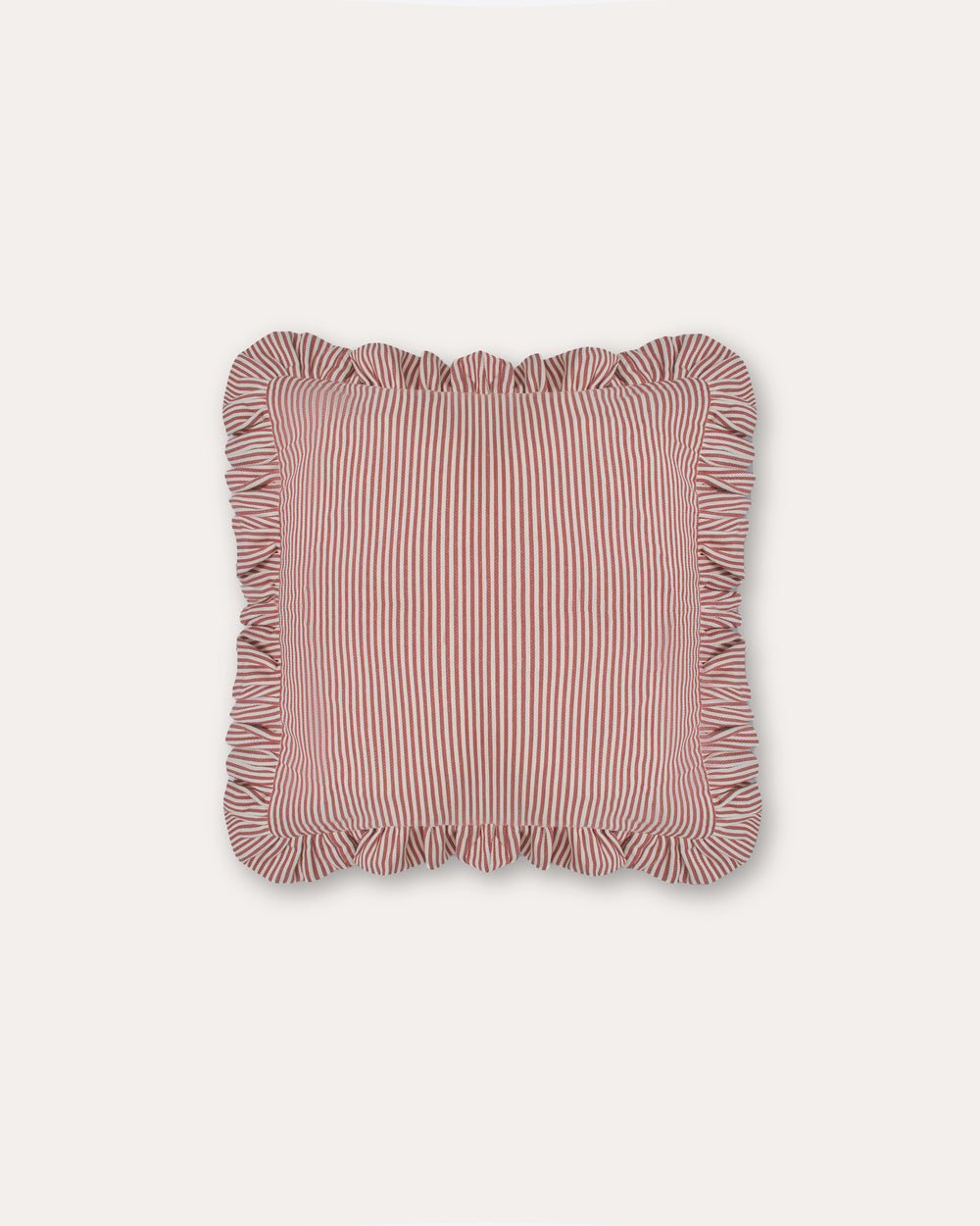The Fine Stripe Square Cushion in Crabapple