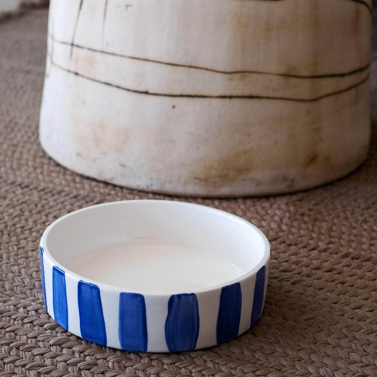 Blue Stripes Cat Bowl