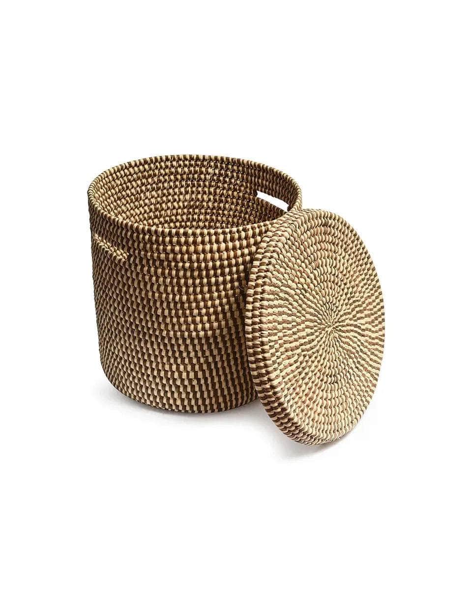 DHIDI: Mocha Checked Laundry Basket