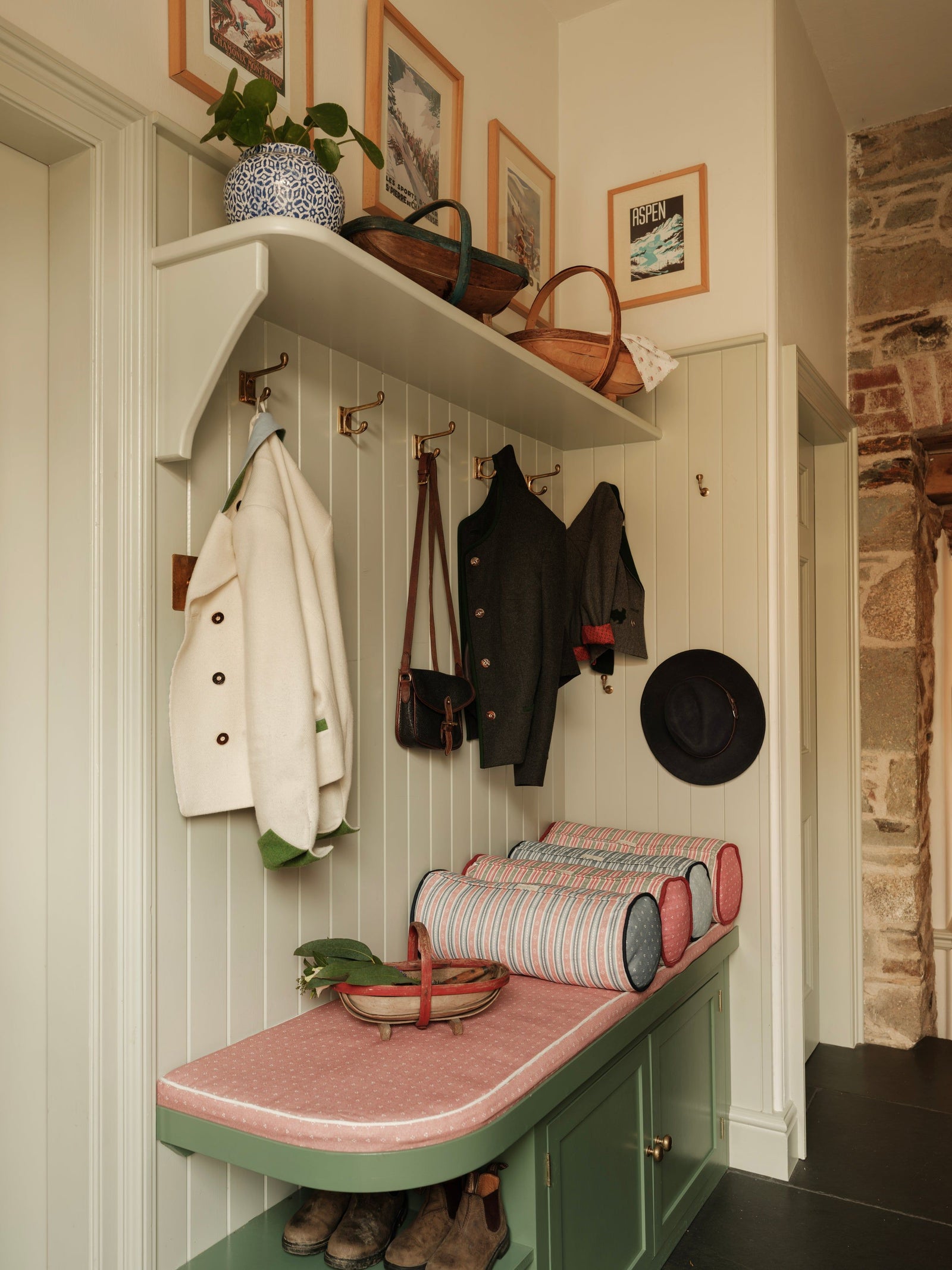 Landhaus Bolster Cushion - Loden and Bryony Blue