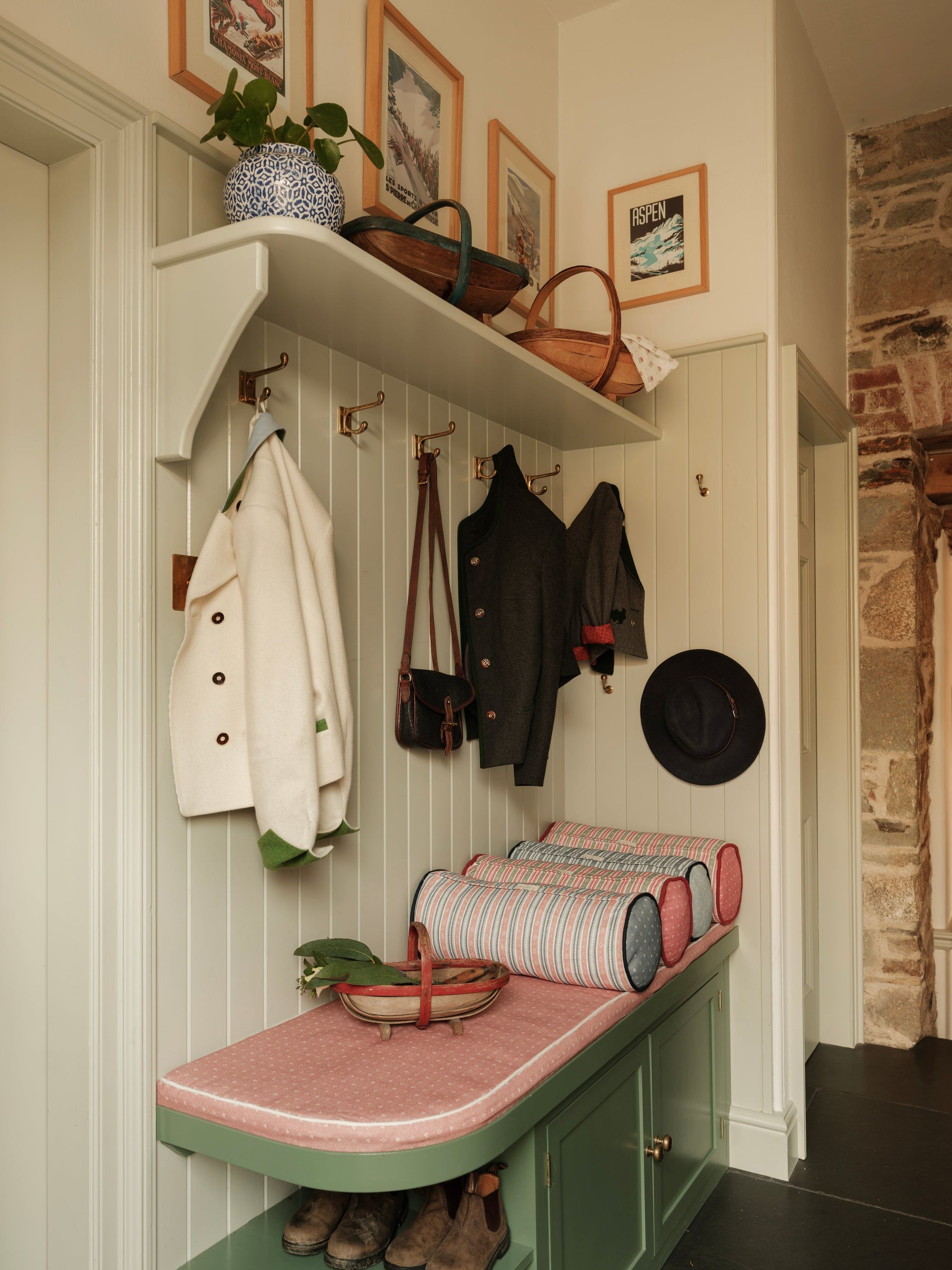 Landhaus Bolster Cushion - Loden and Bryony Blue