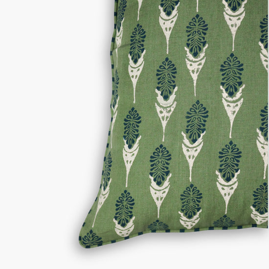 Bahaar Lumbar Throw Pillow Cover - Oil Green