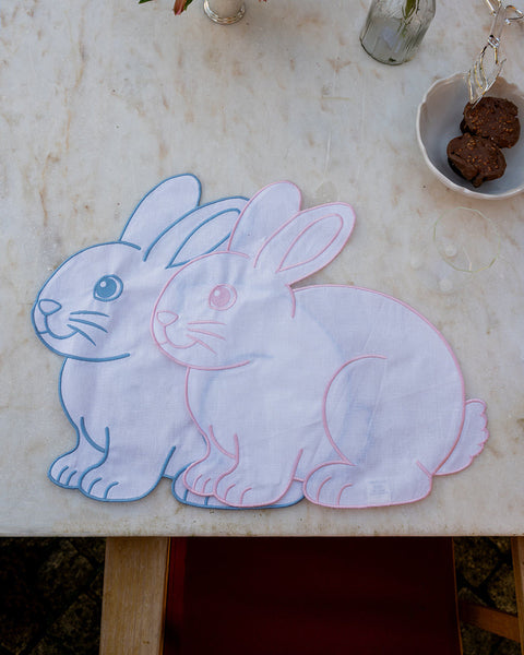 Rabbit Placemat in Blue, Anti-Stain