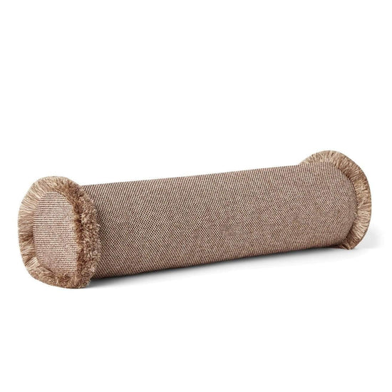Pillow Cover - The Cigar Beige & Brown Quilted with Brown Blended Fringe