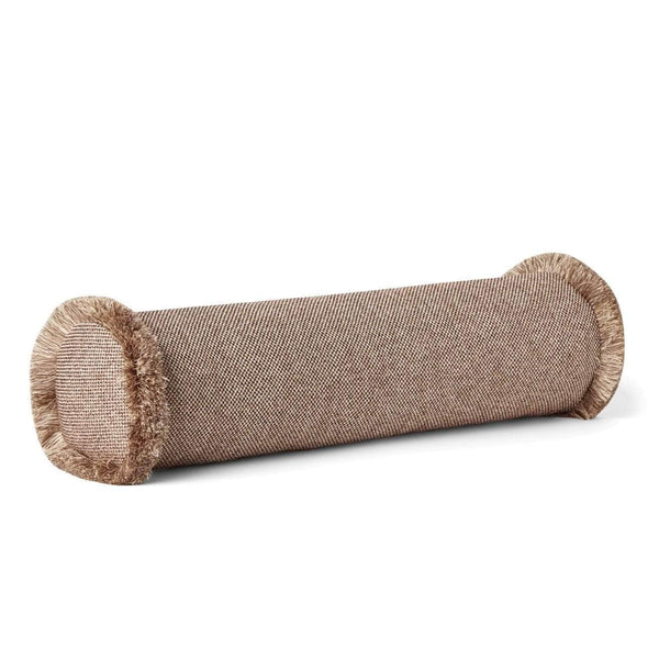 Pillow Cover - The Cigar Beige & Brown Quilted with Brown Blended Fringe