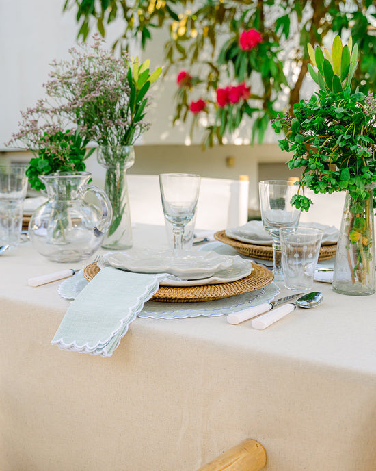 Filipa Napkin, Aqua Green with White
