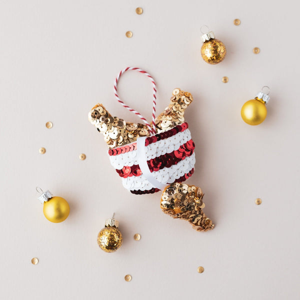 Fried Chicken Bucket Sequin Hanging Decoration