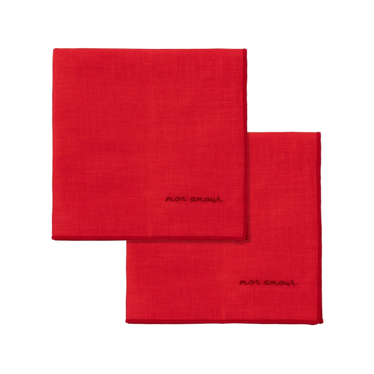 Mon Amour Linen Napkins Red - Set of 2