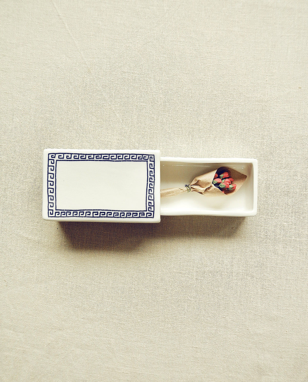 ‘Greek Pattern’ Ceramic Matchbox