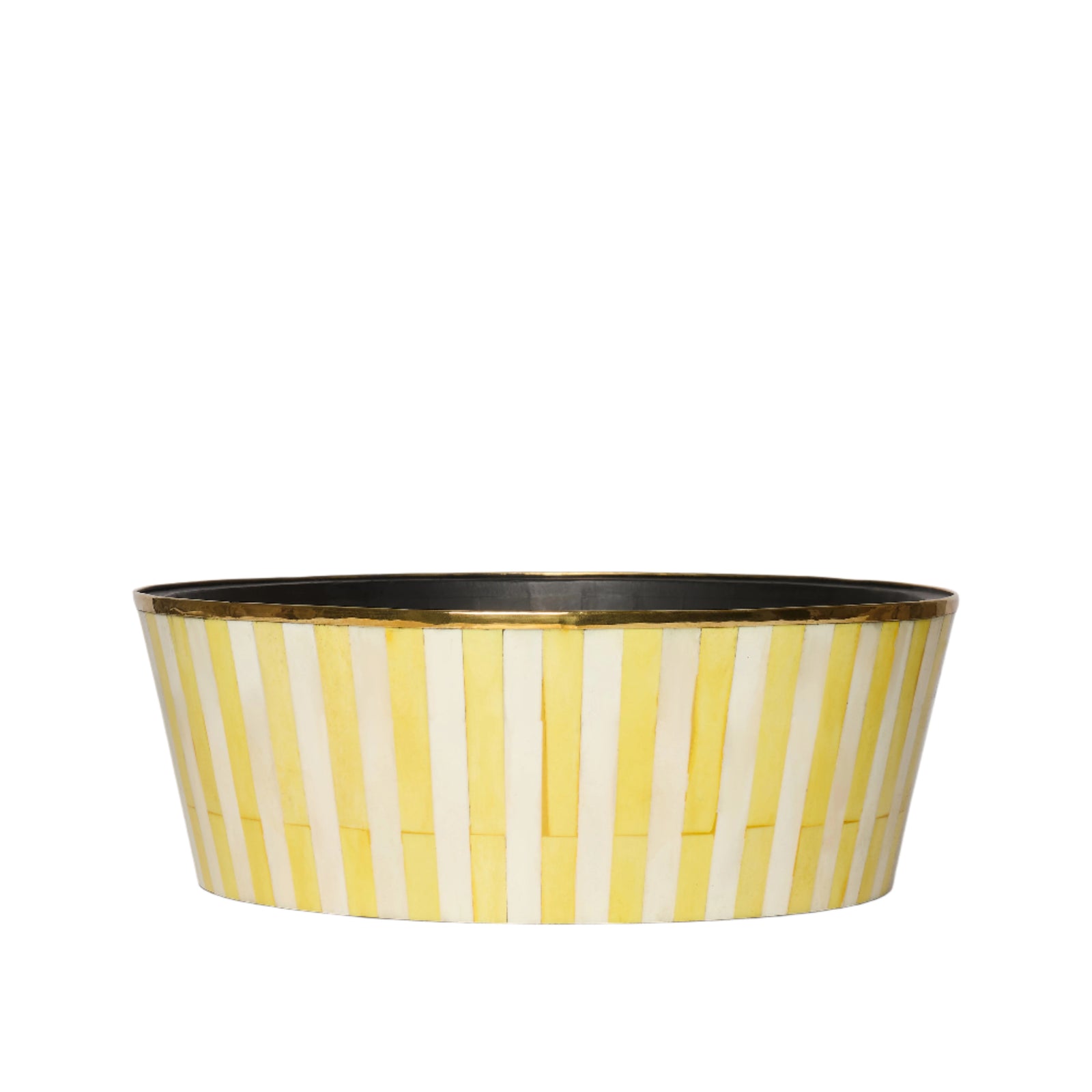 Round Inlay Planter | Large | Yellow | Striped