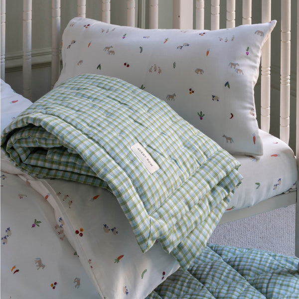 Quilted Cotbed Bedspread  - Greenhouse Gingham