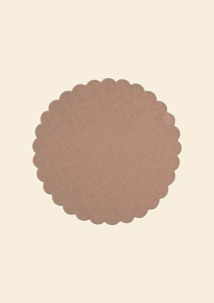 The Blushed Pink Linen Scalloped Round Placemats (Set of 2)