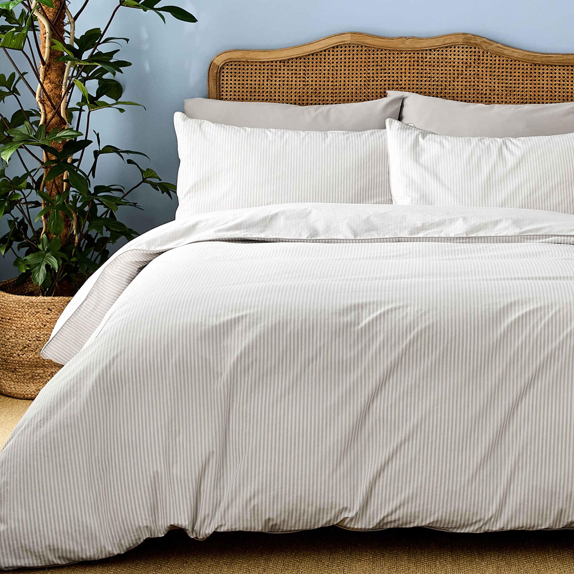 Luxury Organic Cotton Grey Striped Bedding Set