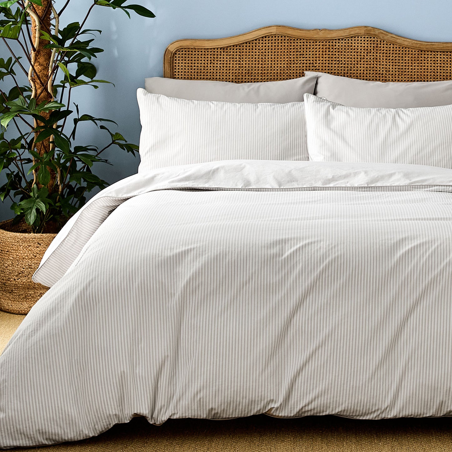 Luxury Organic Cotton Grey Striped Bedding Set