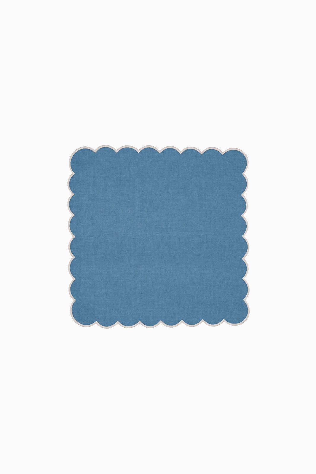 Zero-Waste Scalloped Linen Napkins Poppy Blue - Set of 2