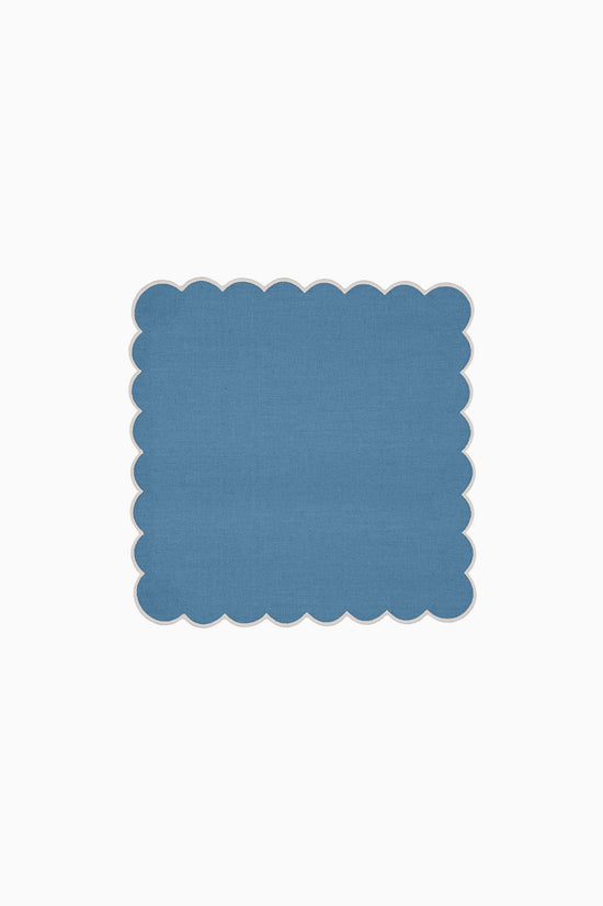 Zero-Waste Scalloped Linen Napkins Poppy Blue - Set of 2