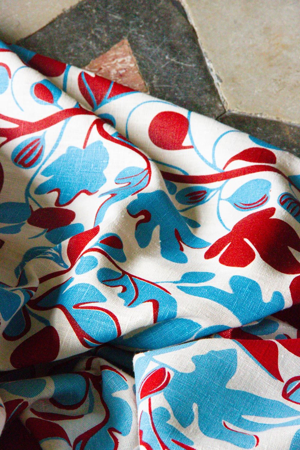 Figs Fabric (Red and Cornflower Blue)