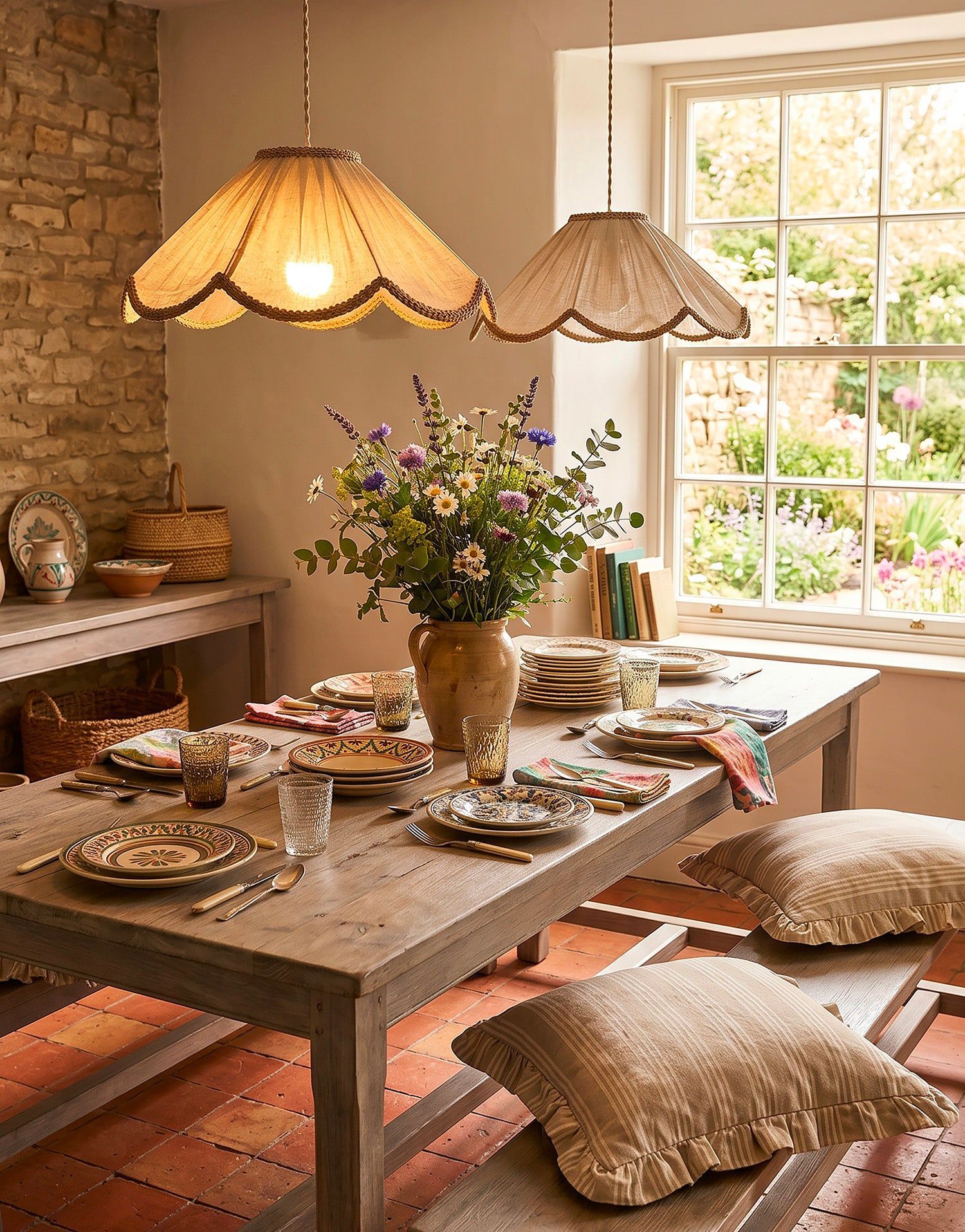 Françoise "Classic Beige" Floral Pendant Light