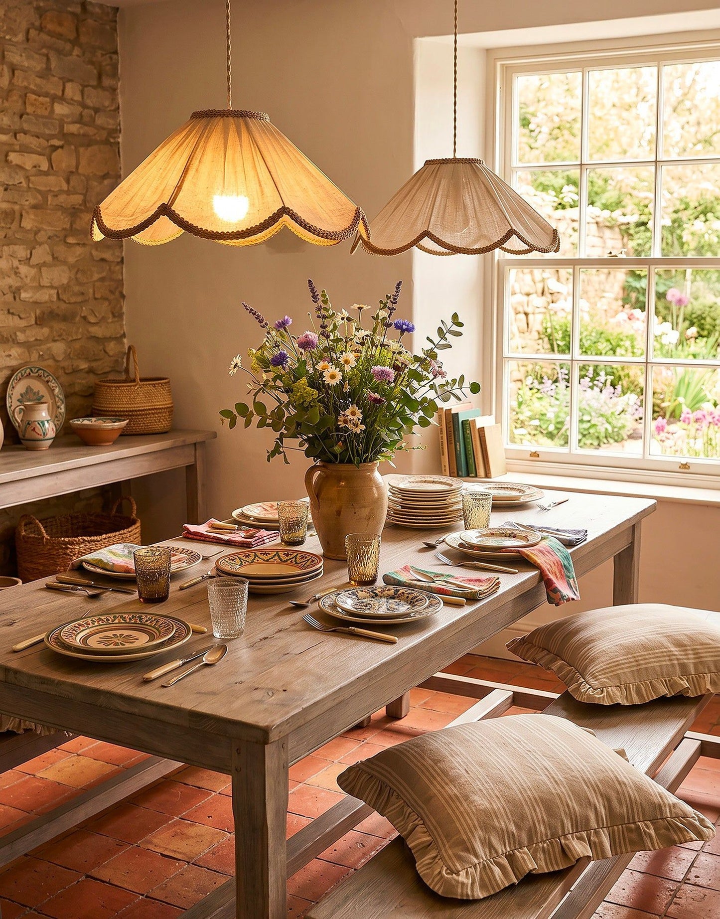 Françoise "Classic Beige" Floral Pendant Light