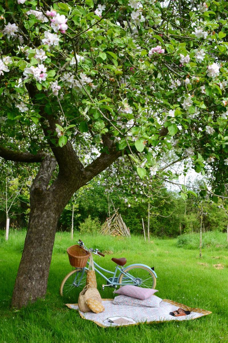 Picnic Blanket Made With Liberty Fabric Betsy Grey & Capel Mustard