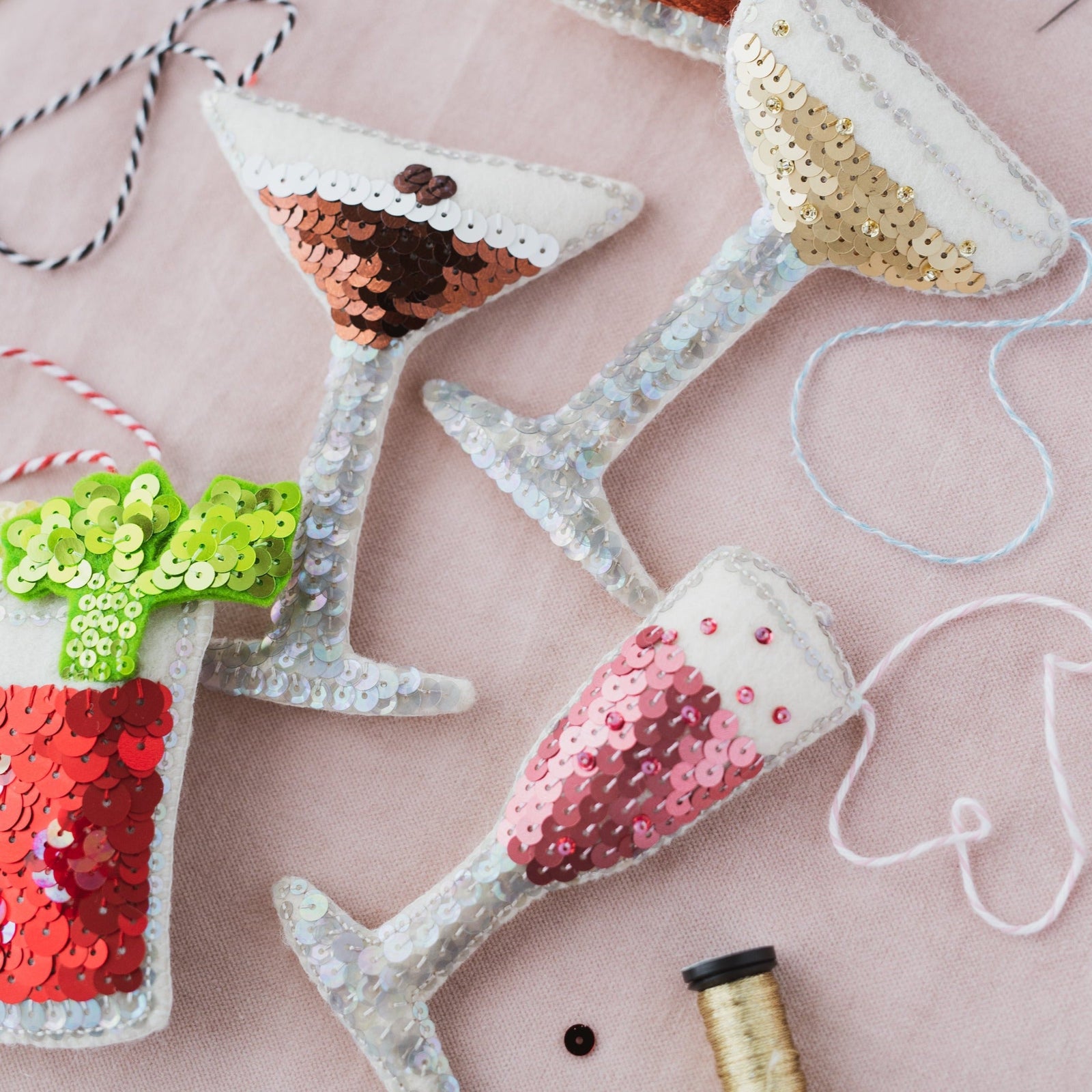 Rosé All Day Flute Sequin Ornament