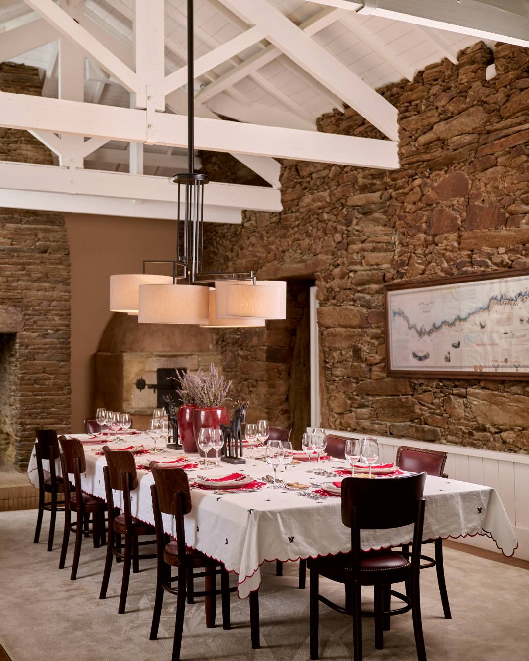 Embroidered Tablecloth with Holly